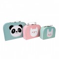 Αποθηκευση Παιχνιδιων - Παιδικη διακοσμηση - Βαλίτσες σετ των 3 - Miko the Panda & friends 