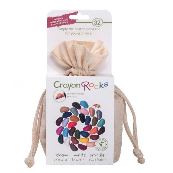 Crayon Rocks - 32 χρώματα σε λευκό υφασμάτινο πουγκί ΑΞΕΣΟΥΑΡ