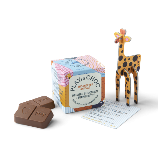 PlayinChoc  Κουτί με οργανική σοκολάτα και δώρο παιχνίδι - ENDANGERED ANiMALS